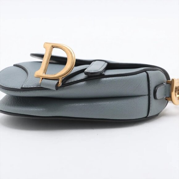 Christian Dior Saddle Micro Leather 2 Way Handbag Blue - Picture 3 of 13